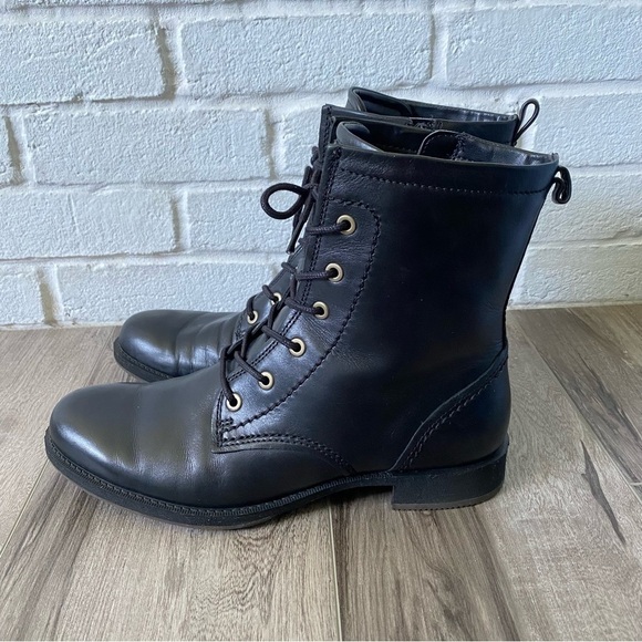 Ecco Saunter Lace Black Leather Moto Boots Women’s Size 40 US 9.5 - Picture 4 of 8